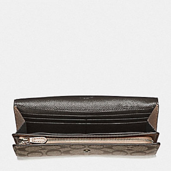 Coach Slim Metallic Envelope Wallet Platinum Logo Signature - Picture 2 of 8